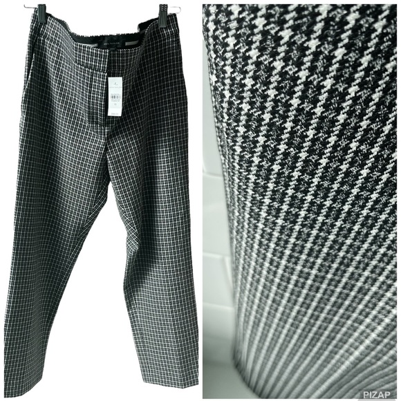 NEW Ann Taylor White & Black Plaid Ankle Cropped Pant